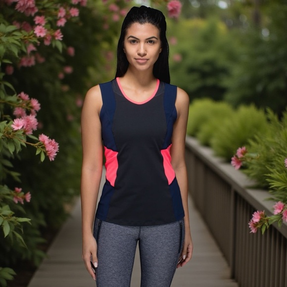 lululemon athletica Tops - Lululemon Trail Bound Tank in Deep Coal / Deep Navy / Electric Coral Sz 8